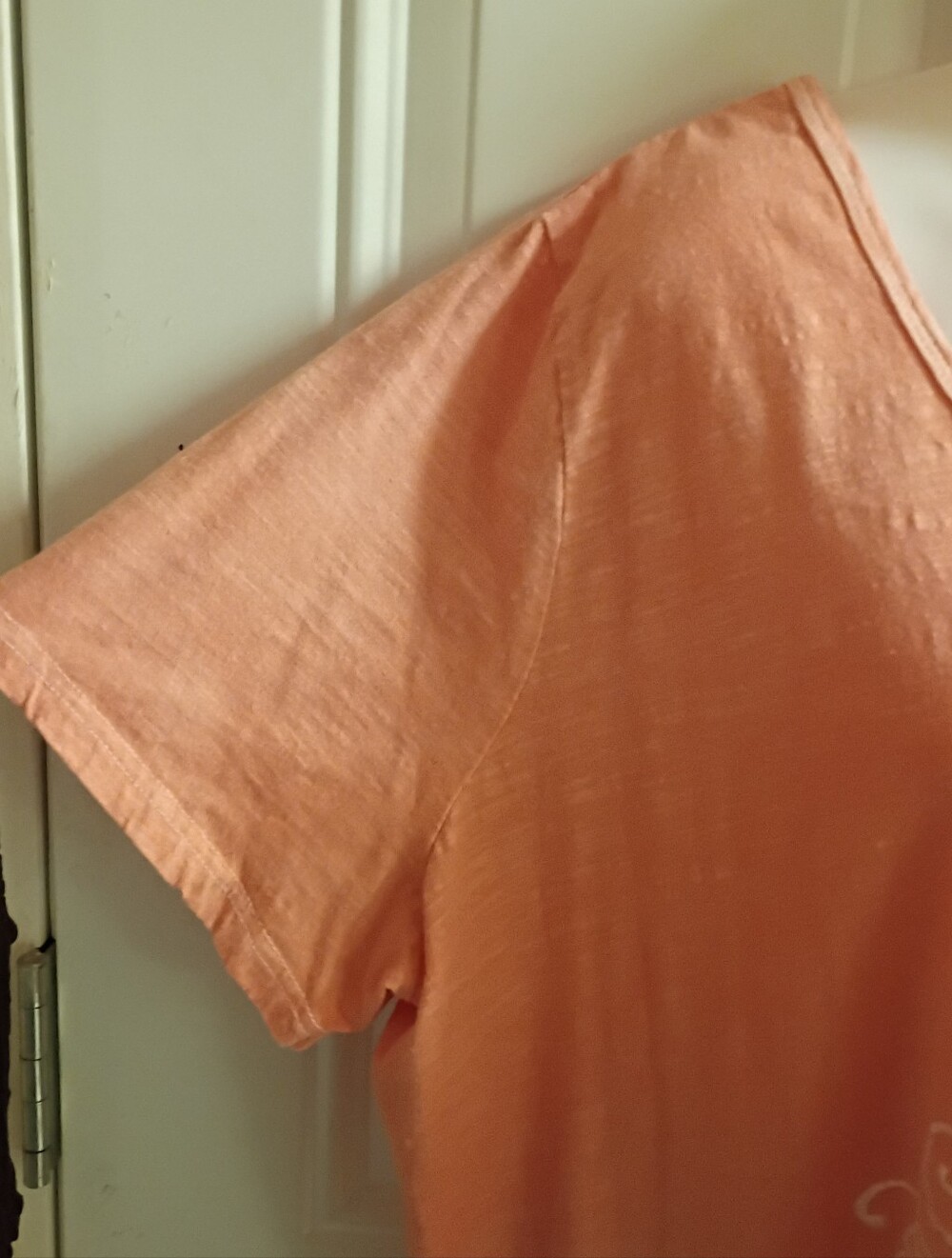Woman Within Orange Ombre White Fade V-Neck Embroidered Top - Picture 4 of 7
